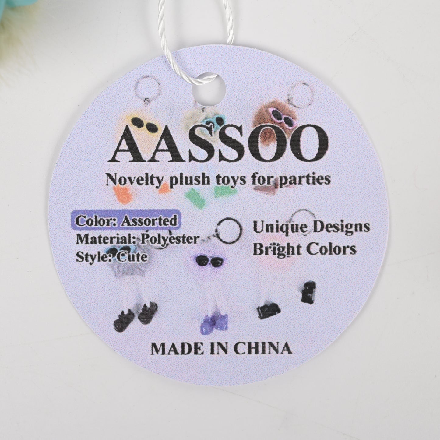 AASSOO Funny Plush Keychain Set, 6 Pcs Novelty Fluffy Monster Keychains with Sunglasses & Shoes, Cute Party Favors for Kids Adults, Bag/Backpack Decorations