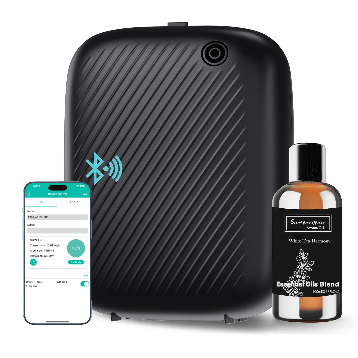 BAIESHIJI Smart Waterless Essential Oil Diffuser, 400ML Diffuser with 100ML Fragrance Scent Oils for Scent Air Machine with 12A1V Power Adapter for Large Room and Commercial Use, Cover Up to 2000 Sq.Ft
