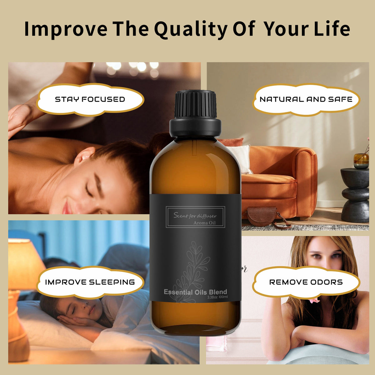 Hotel Diffuser Oil, Home Luxury Scents, 100ML Natural Blissful Miracle Essentail Oils for Cold-Air, HVAC Aromatherapy Diffuser, Hotel Scent for Scent Diffuser