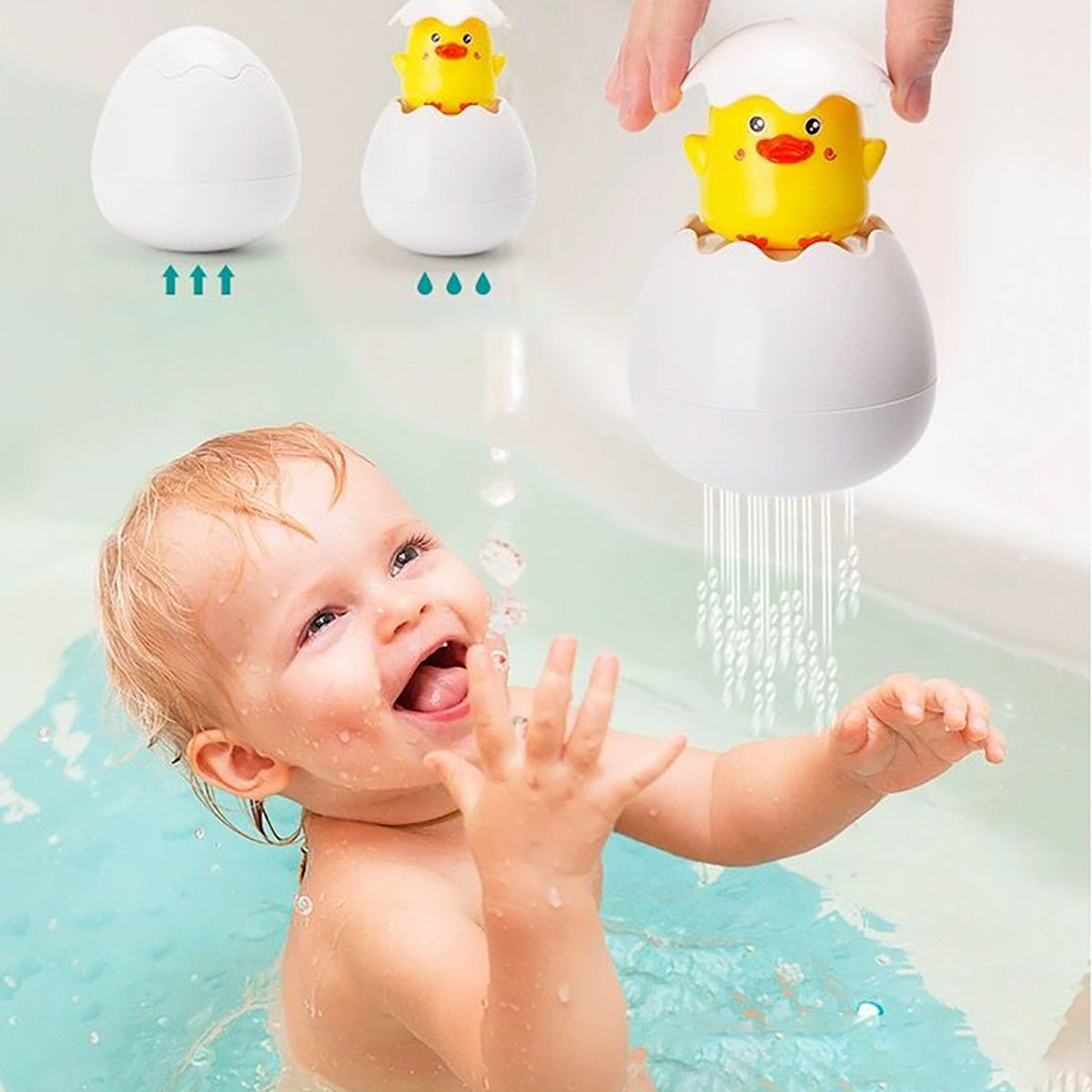 AASSOO Baby Bath Toy Duck, Egg-Shaped Yellow Duck Water Sprinkler Toy, Fun Bathtub Toy for Toddlers Kids, Perfect Bath Time Companion