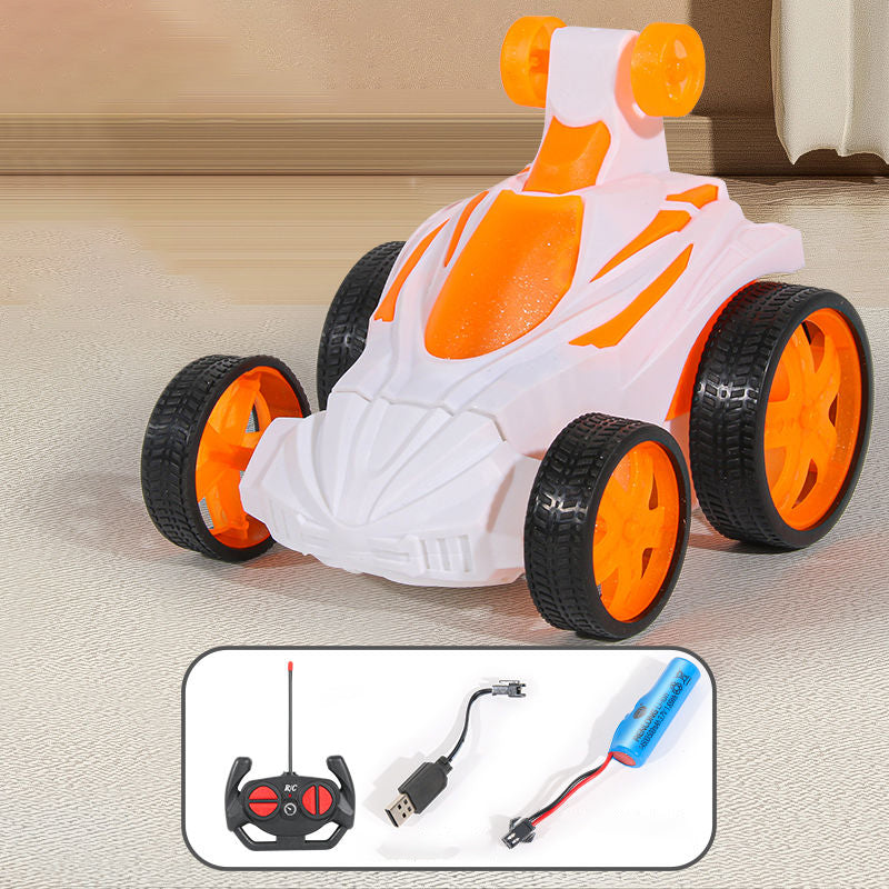 AASSOO Mini RC Stunt Car, Orange &amp; White Remote Control Toy Car, 360° Rotating Flip Car for Kids, Indoor Outdoor Racing Toy with Controller