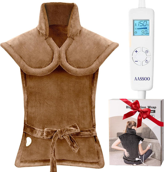 Graphene-Infused Heating Pad for Neck Shoulders and Back, Mother's Day Wellness Gifts, 4X Deeper Heat Penetration Weighted Electric Heat Pad for Pain Relief, Snug Fit Wrap, ETL Certified