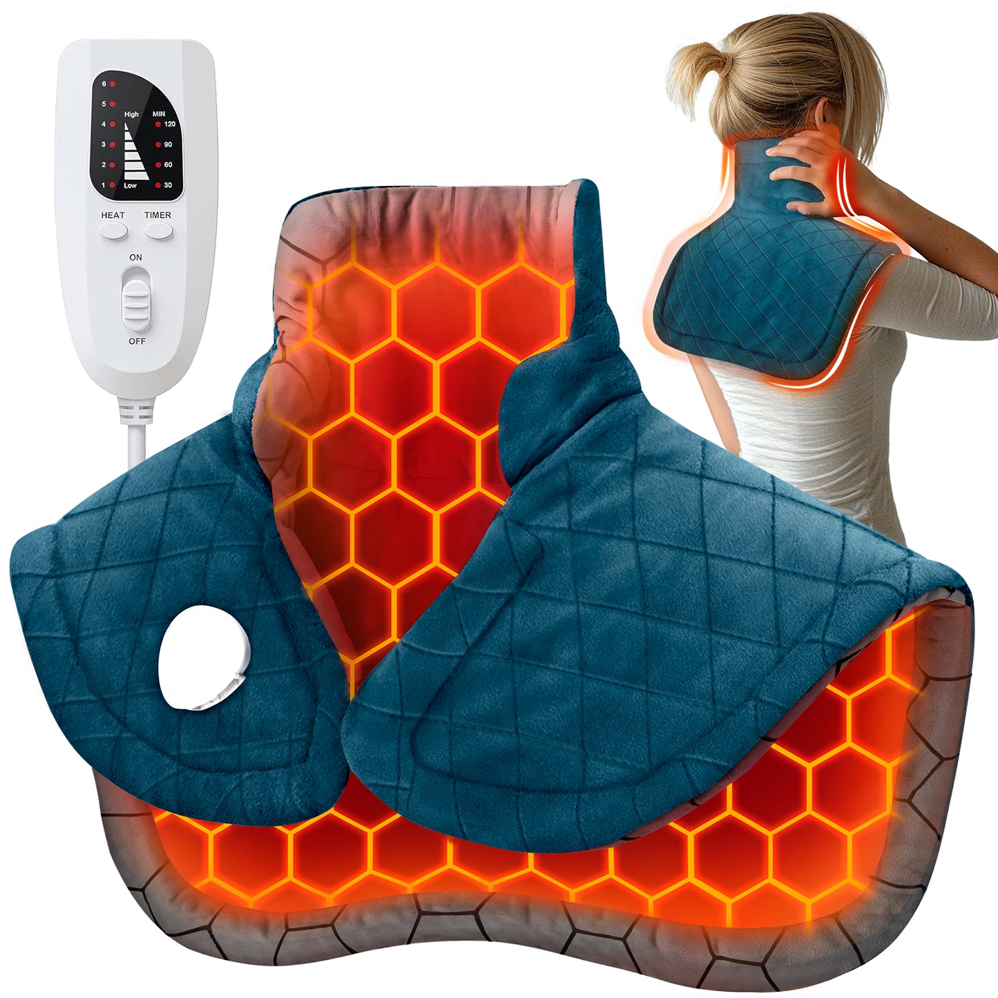 Graphene-Infused Electric Heating Pad,Weighted Heating Pads for Neck and Shoulders and Back,FSA Eligible Items Only List,Heat Pad with 4 Auto-Off Timers,23"x19",ETL Certified