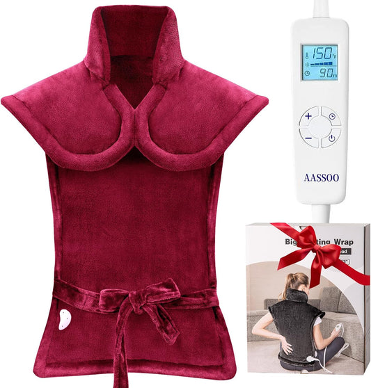 Graphene-Infused Heating Pad for Neck Shoulders and Back, Mother's Day Wellness Gifts, 4X Deeper Heat Penetration Weighted Electric Heat Pad for Pain Relief, Snug Fit Wrap, ETL Certified