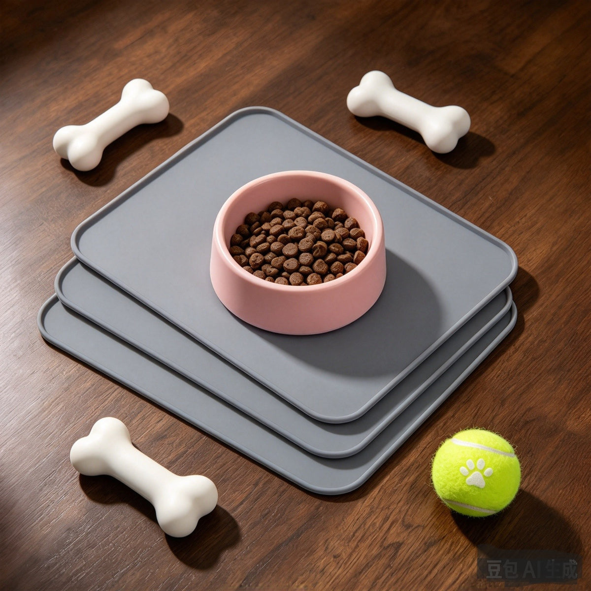 19.7" x 15.7" Extra Thick Silicone Mat Waterproof with Raised Edge, Gray BPA-Free Non-Slip Multi-Purpose Mat for Dog & Cat Feeding, Under Sink Storage & Protection