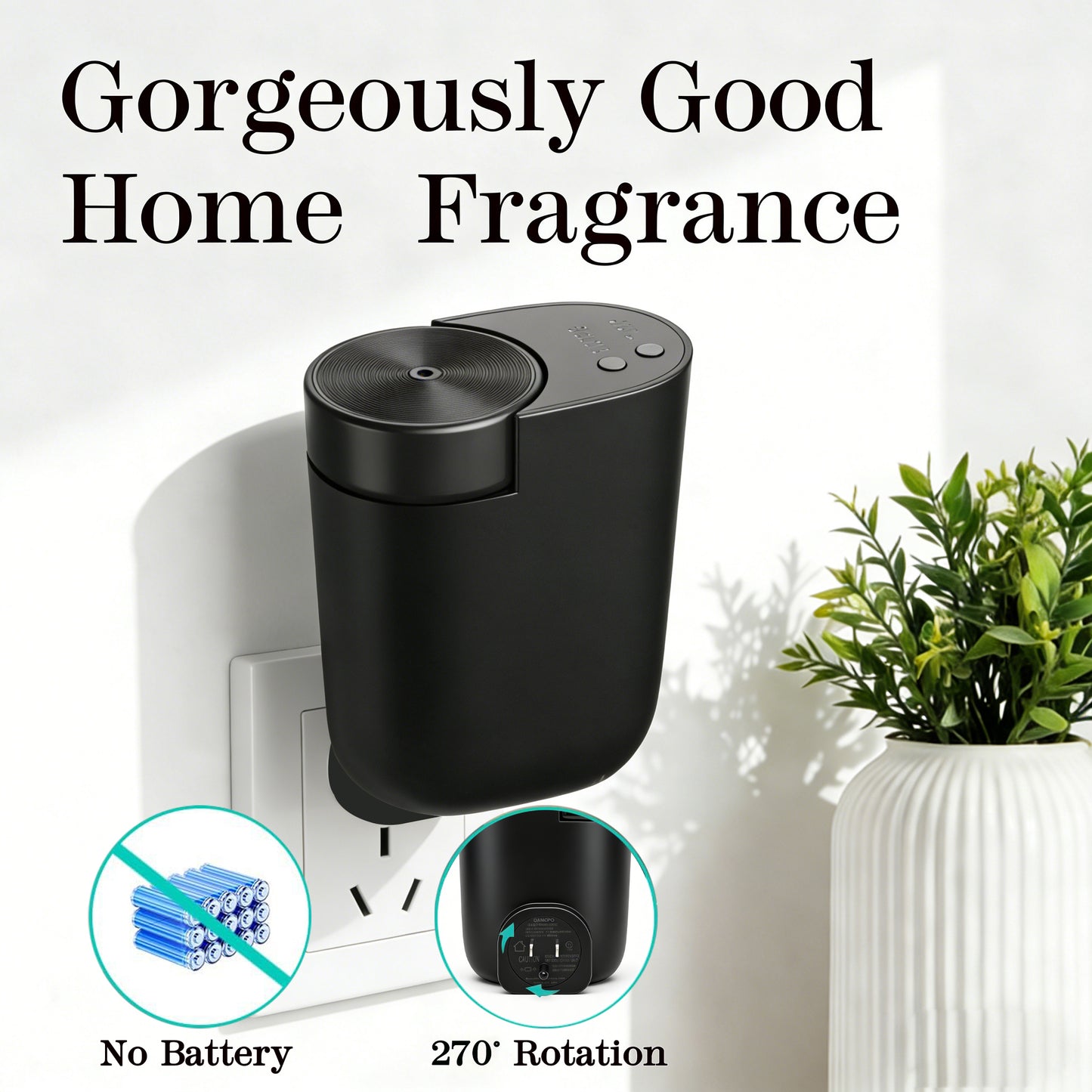 Waterless Diffuser for Essential Oil, Plug in Wall Scent Diffuser for Home, Quiet Cold Air Aromatherapy Diffuser with 500 Sq Ft Coverage, Includes 2×30ml Hotel-Inspired Oils