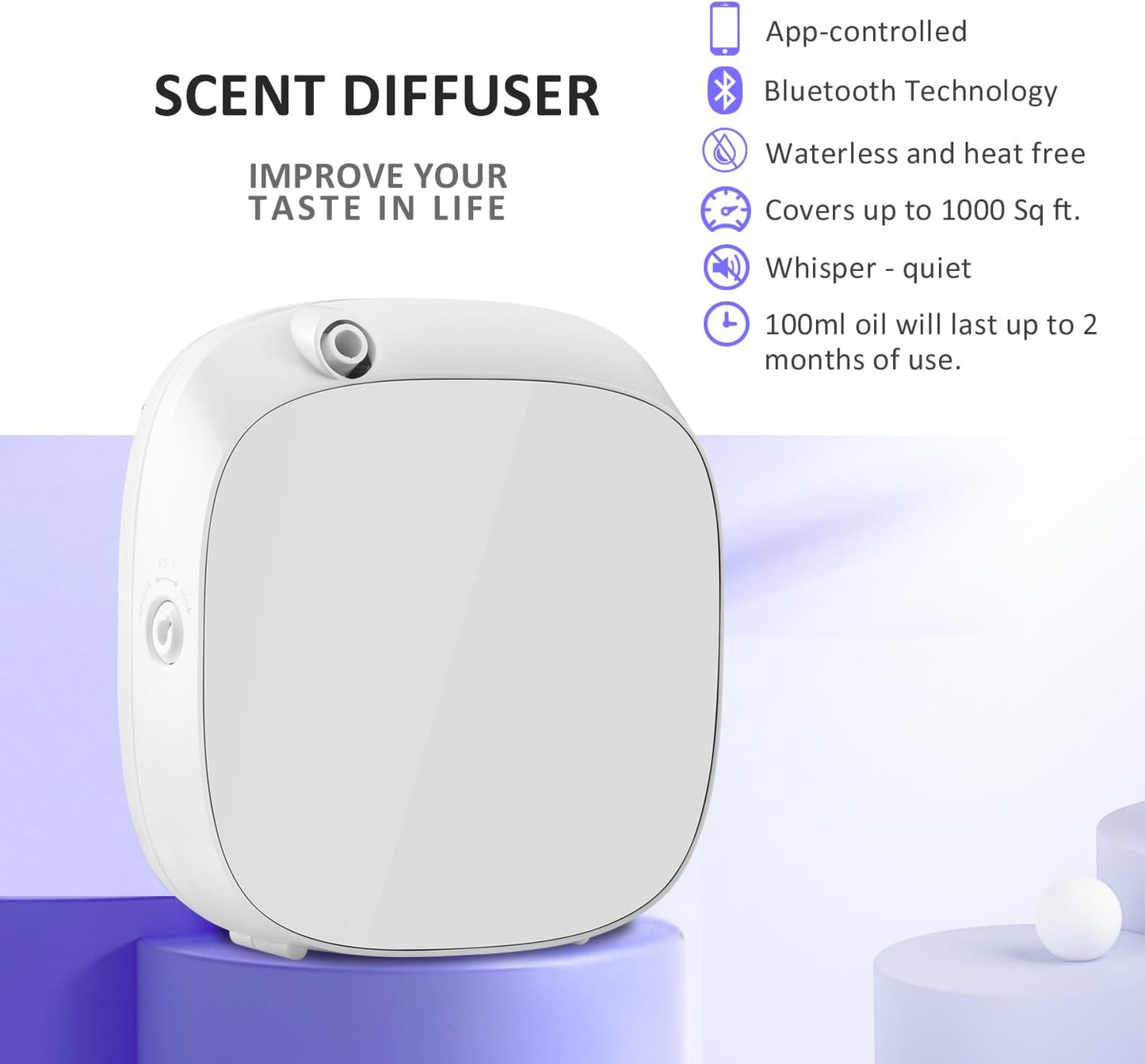 Upgraded Smart Scent Air Machine with Nebulizing Tech for Home, Wall Mounted Cold Air Scent Machine, Waterless Nebulizing Scent Diffuser