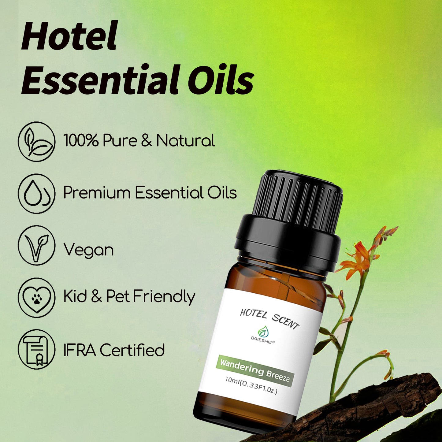 BAIESHIJI Hotel Diffuser Oils Set, Luxury Hotel Inspired Essential Oils, Pure Aromatherapy Diffuser Oil Gift Set, Top 4x10ML Home Luxury and Hotel Scents for Diffuser Aromatherapy