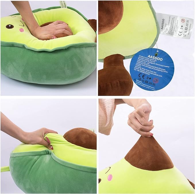 AASSOO Avocado Plush Toy, Cute Winking Avocado Stuffed Animal with Legs, Soft Plush Pillow for Kids &amp; Adults, Decorative Fruit Plushie Gift