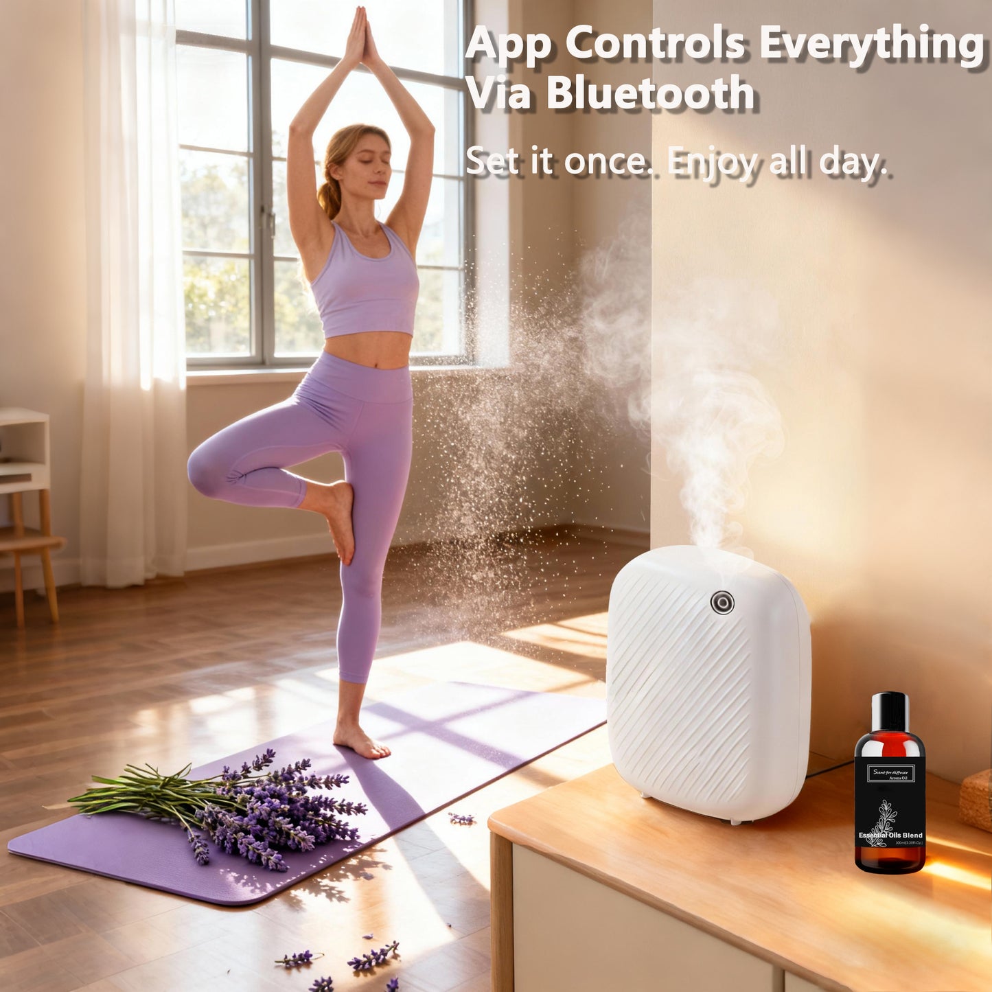 BAIESHIJI Smart Waterless Essential Oil Diffuser, 400ML Hotel Scent Diffuser with 12A1V Power Adapter for Large Room and Commercial Use, Scent Air Machine Cover Up to 2000 Sq.Ft