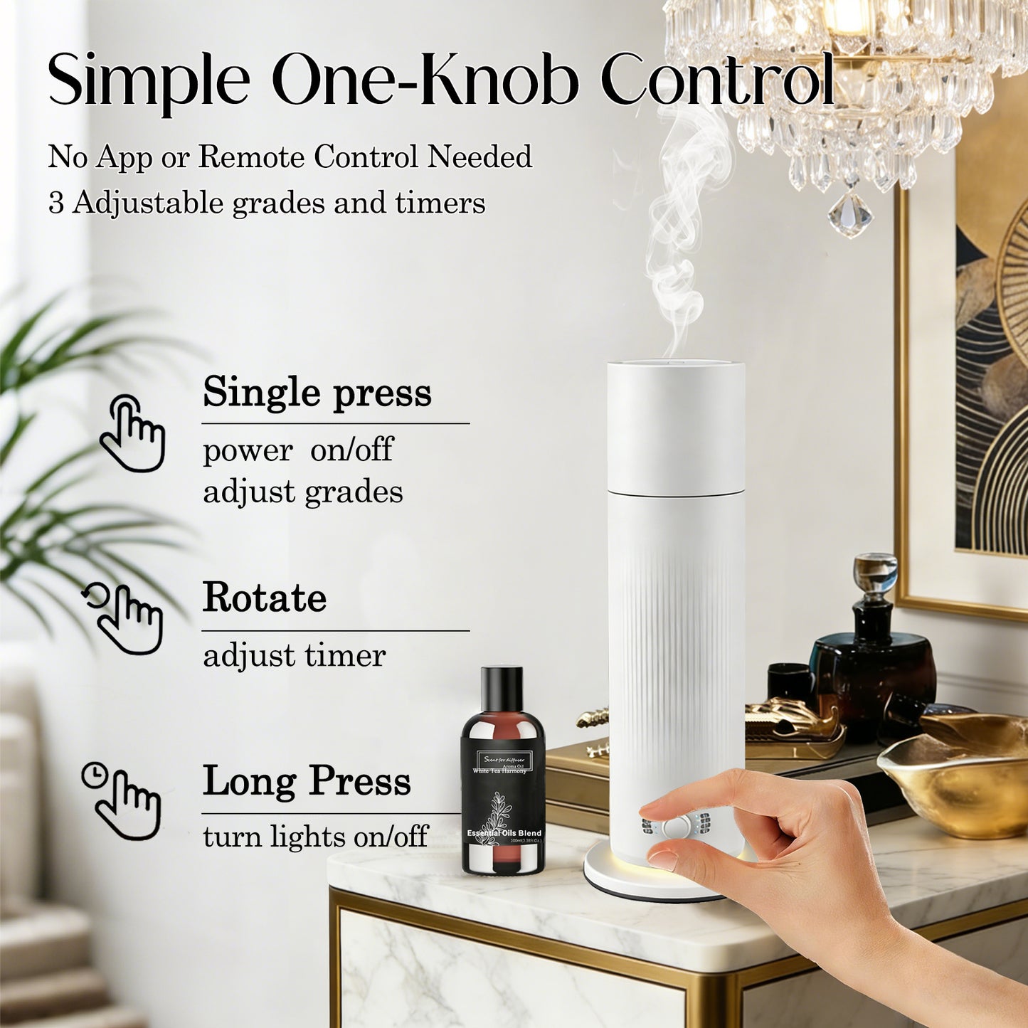 BAIESHIJI Waterless Essential Oil Diffuser, Scent Air Machine for Home with Hotel Scent Oil, Covers Up to 1000 Sq.Ft, Adjustable Mist & Timer, Hotel and Commercial Use