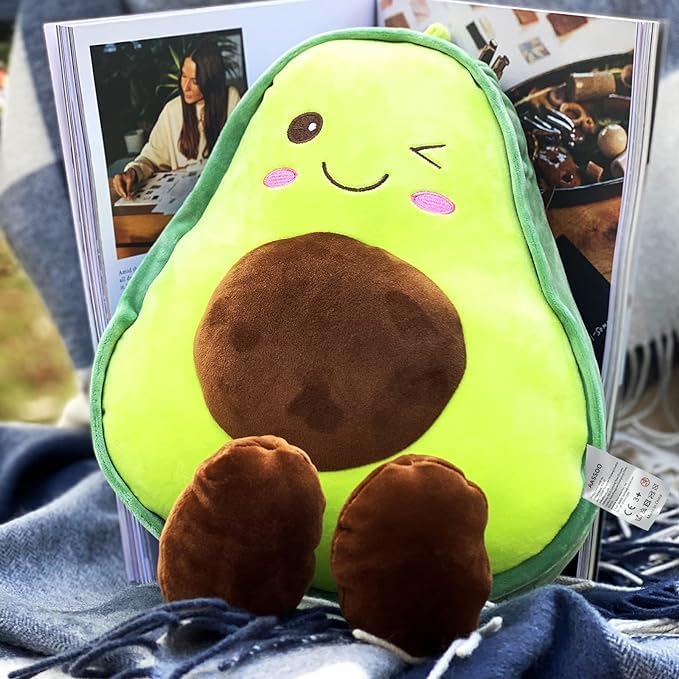 AASSOO Avocado Plush Toy, Cute Winking Avocado Stuffed Animal with Legs, Soft Plush Pillow for Kids &amp; Adults, Decorative Fruit Plushie Gift