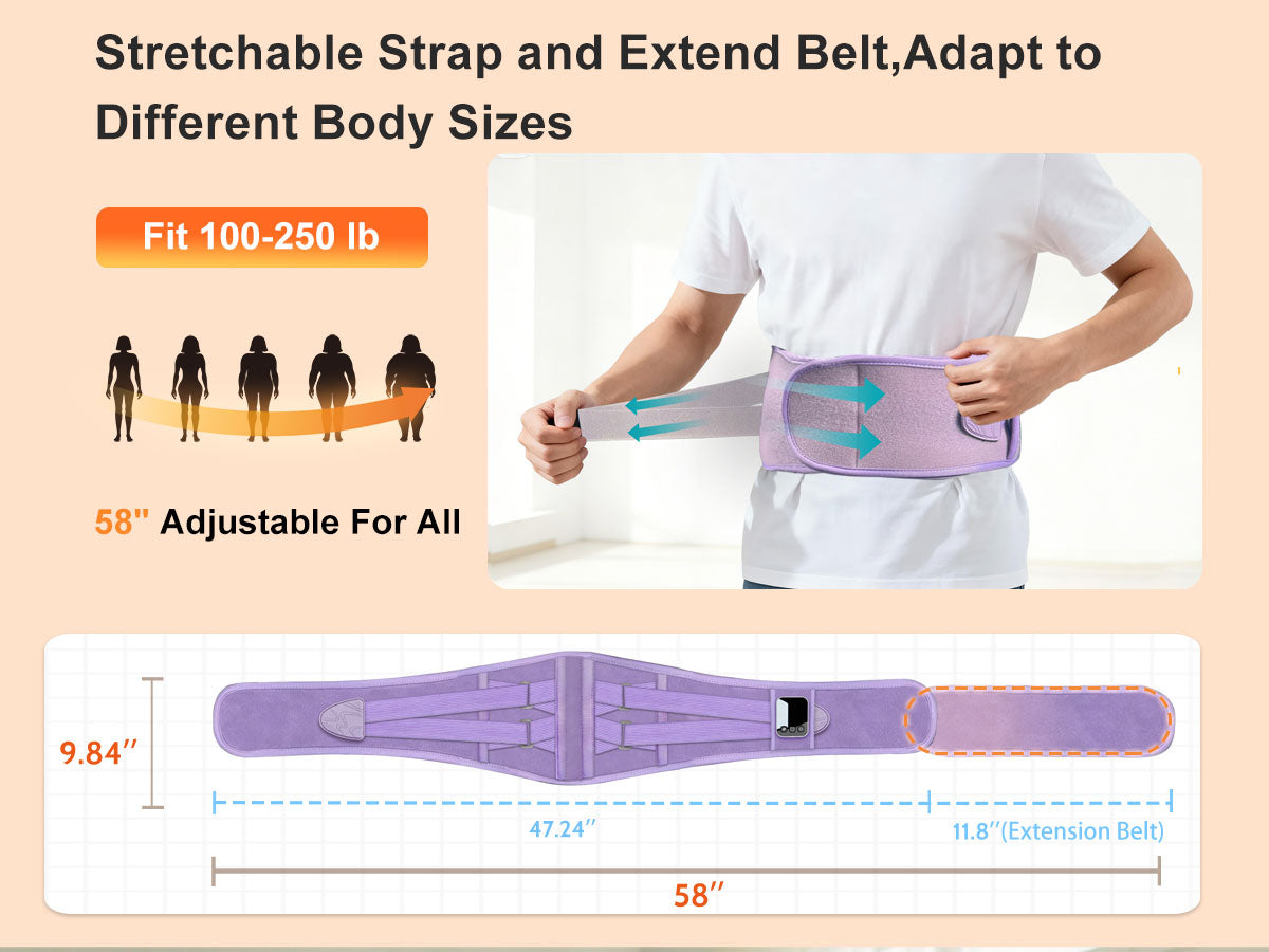 Graphene-Infused Cordless Heating Pad with Massager for Back, 5000mAh Rechargeable Portable Lower Back Massager with 3 Heat 3 Vibration with 20/30/40 mins Timer Options, Gifts for Women Men Mom Dad
