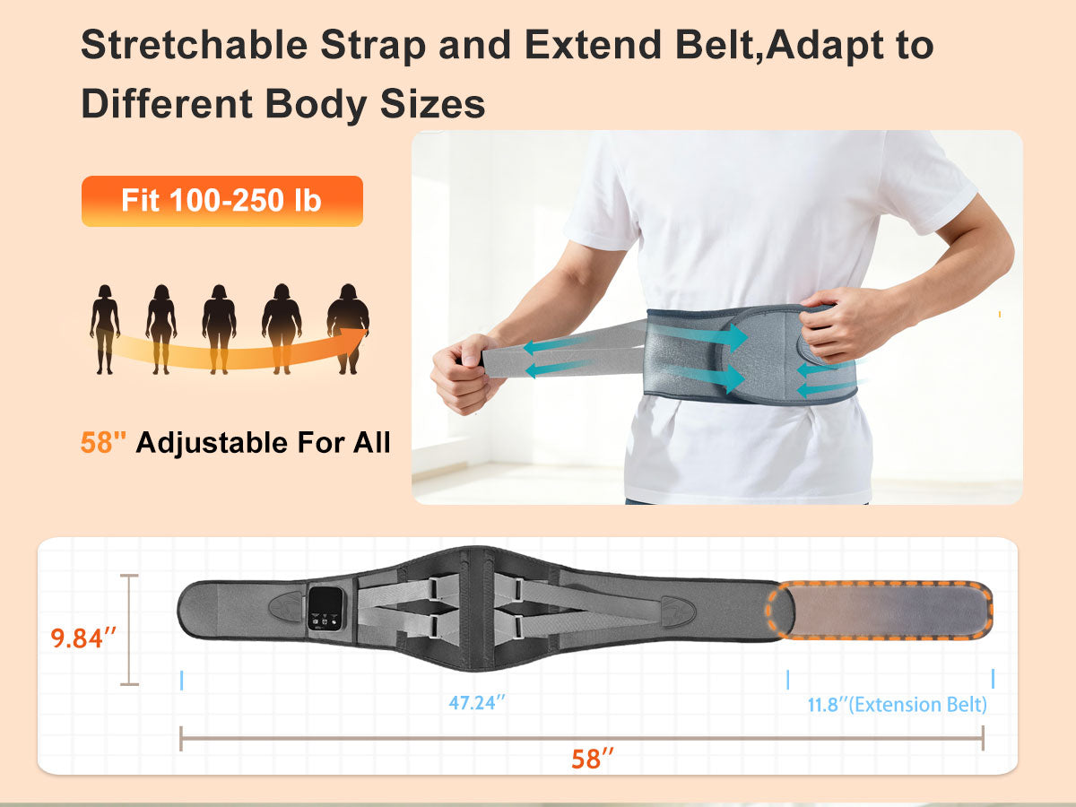 Graphene-Infused Cordless Heating Pad with Massager for Back, 5000mAh Rechargeable Portable Lower Back Massager with 3 Heat 3 Vibration with 20/30/40 mins Timer Options, Gifts for Women Men Mom Dad