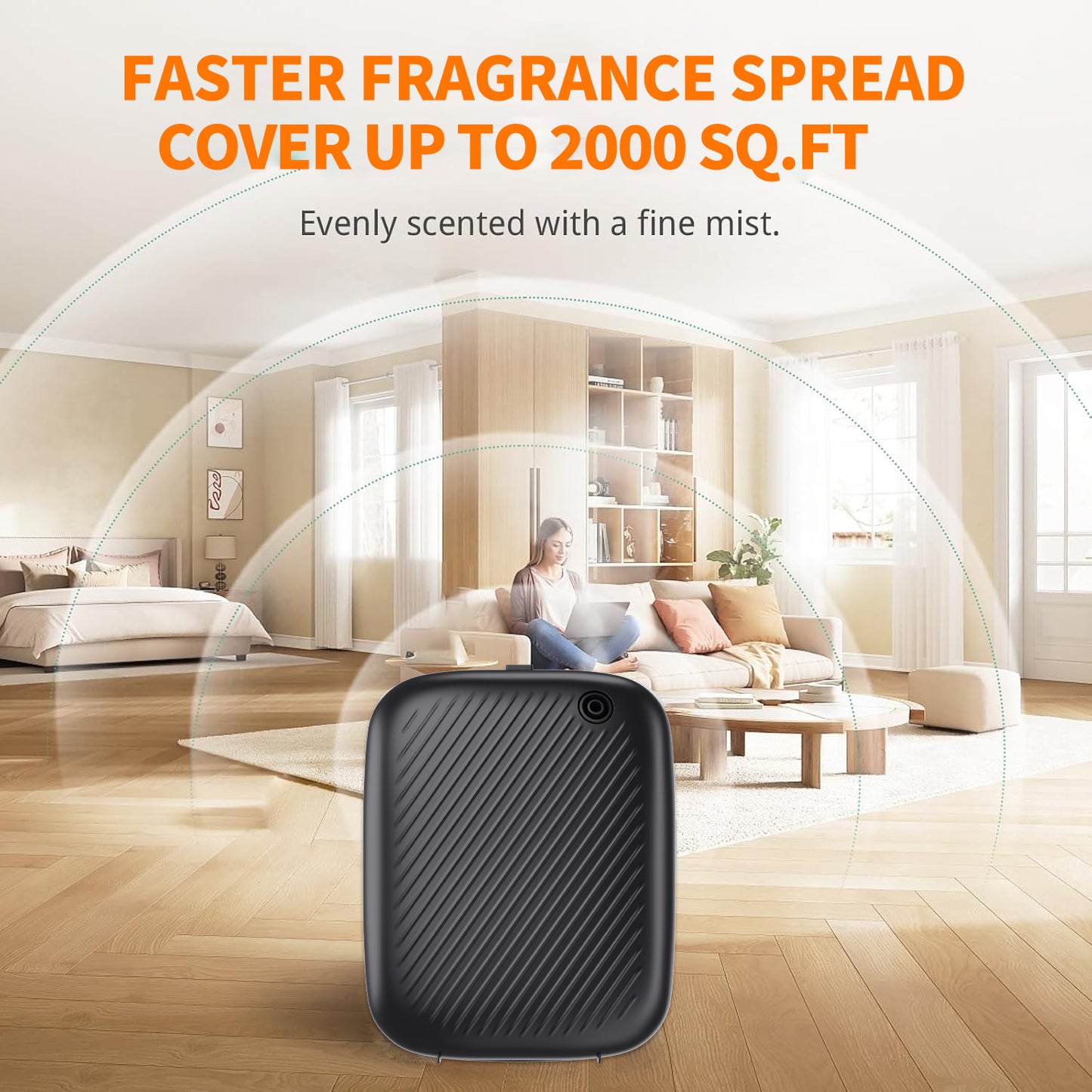 BAIESHIJI Smart Waterless Essential Oil Diffuser, 400ML Diffuser with 100ML Fragrance Scent Oils for Scent Air Machine with 12A1V Power Adapter for Large Room and Commercial Use, Cover Up to 2000 Sq.Ft