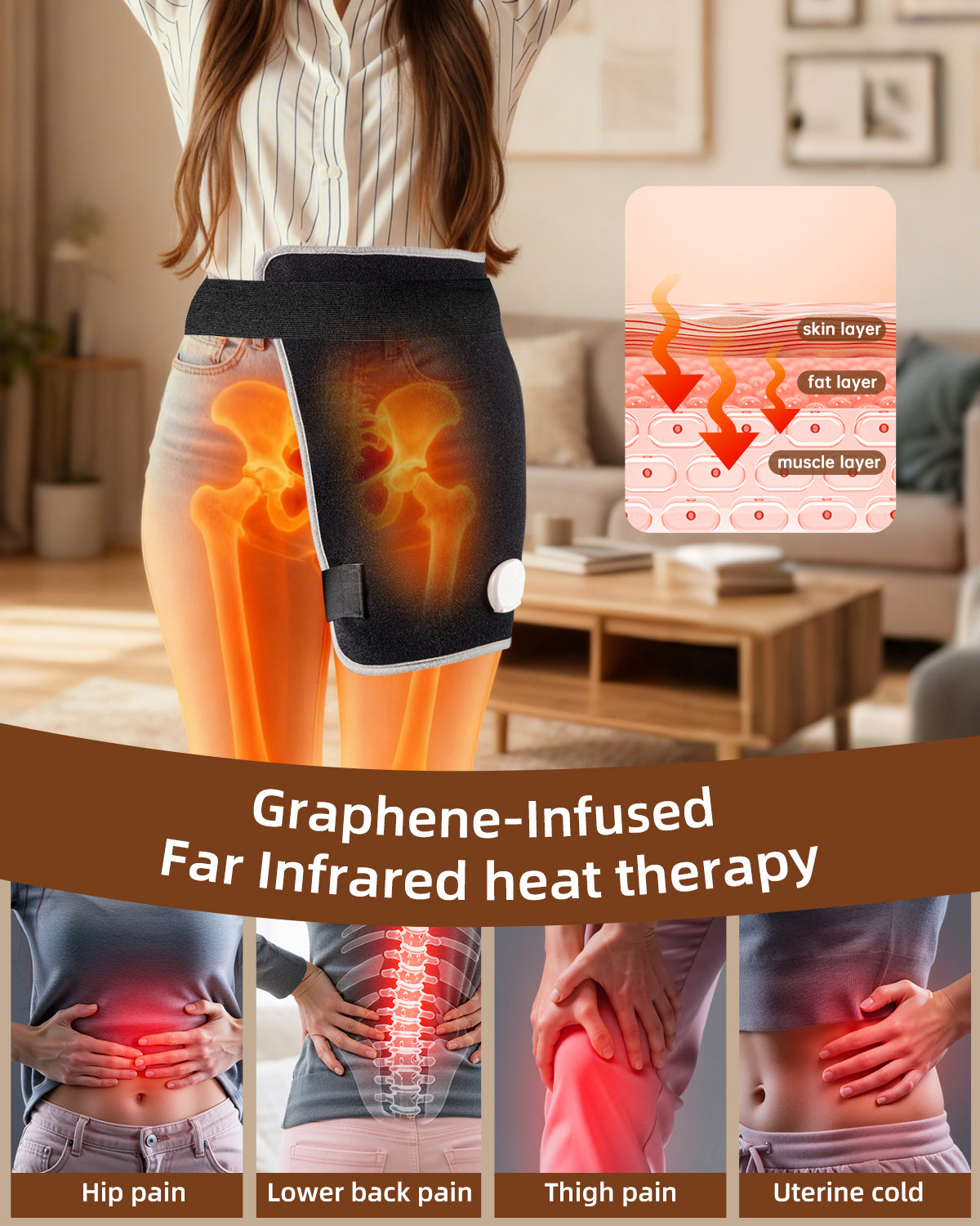 Graphene Heating Pad for Sciatica Pain Relief Mothers Day Gift for Mom Large Electric Heated Wrap for Lower Back Buttocks and Thighs Wellness Gifts for Women Fast Heating Pad with Auto Off