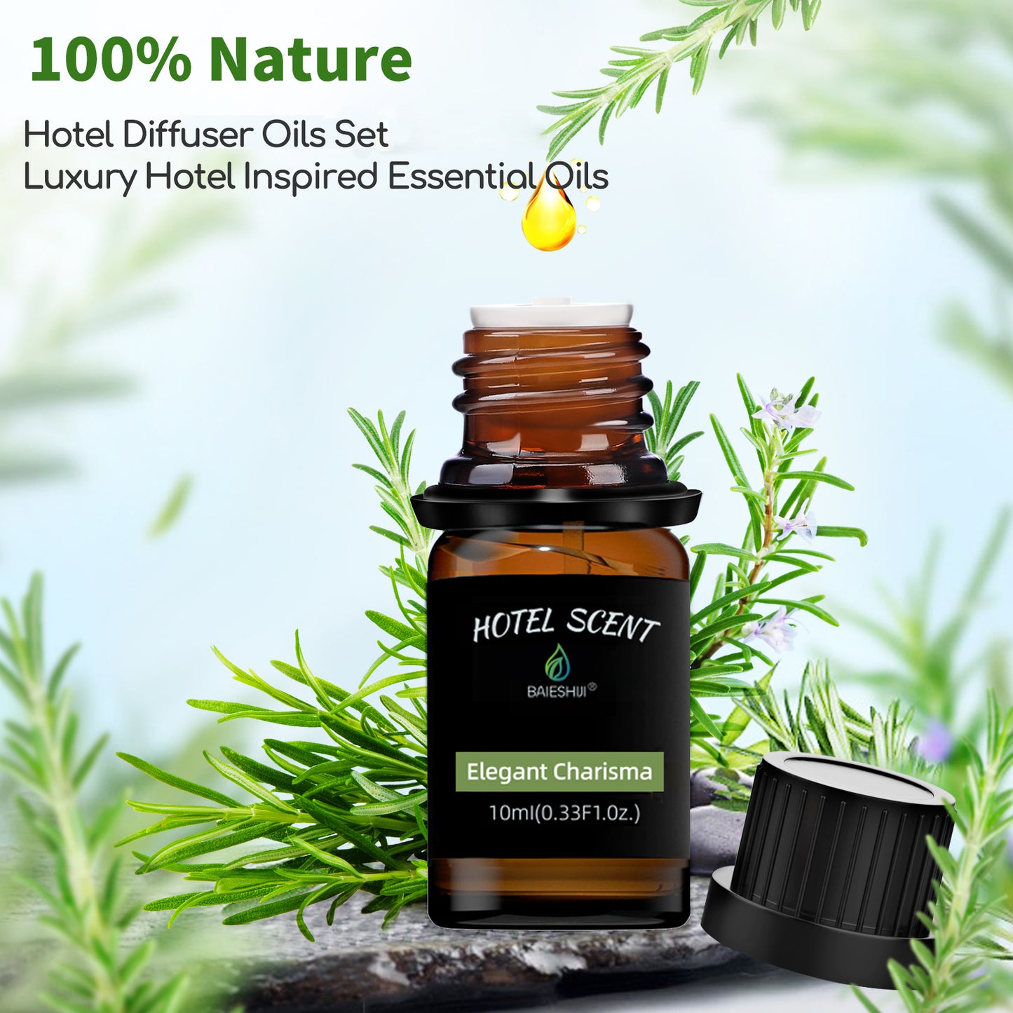 Hotel Scents Diffuser Oils Set, Aromatherapy Fragrances Inspired by 5-Star Hotels, Wandering Breeze, Elegant Charisma, Serenity Meadows, Royal Tranquility-Top 4x10ML