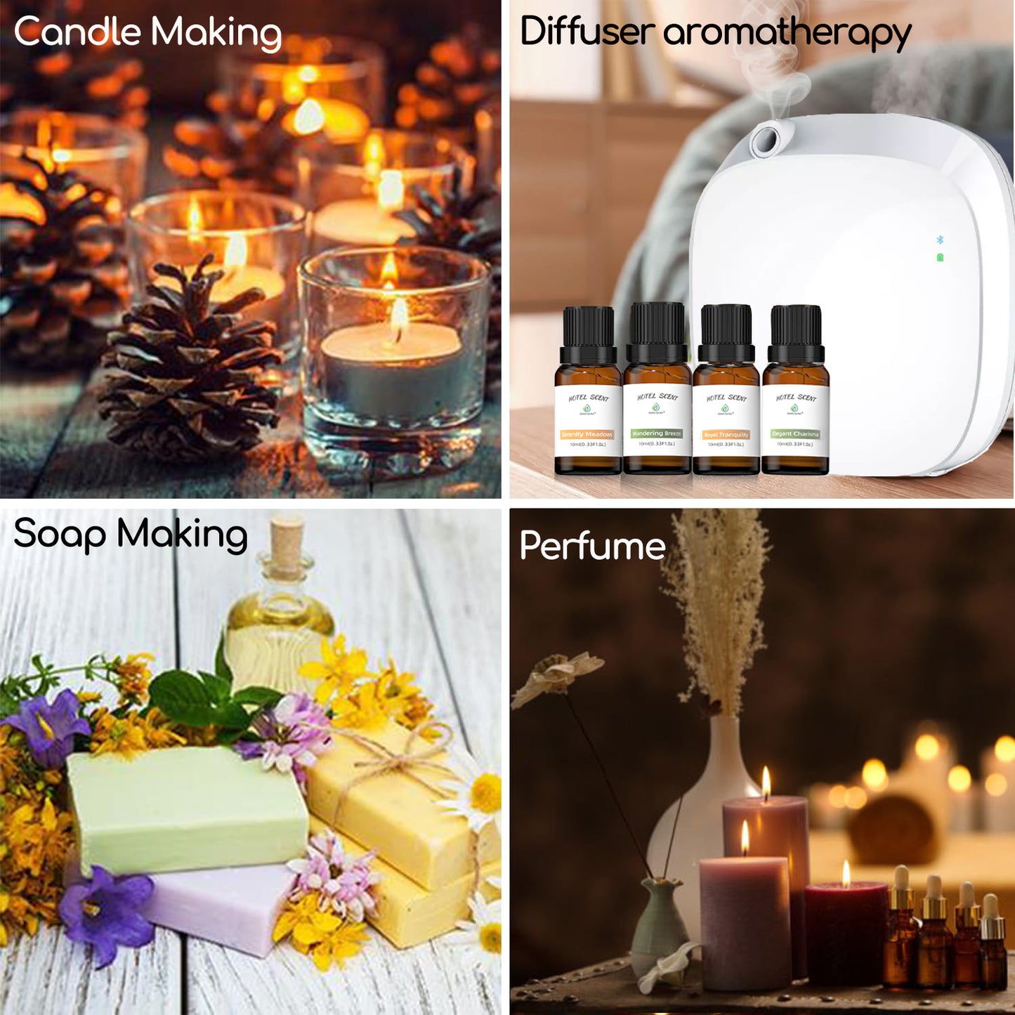 BAIESHIJI Hotel Diffuser Oils Set, Luxury Hotel Inspired Essential Oils, Pure Aromatherapy Diffuser Oil Gift Set, Top 4x10ML Home Luxury and Hotel Scents for Diffuser Aromatherapy