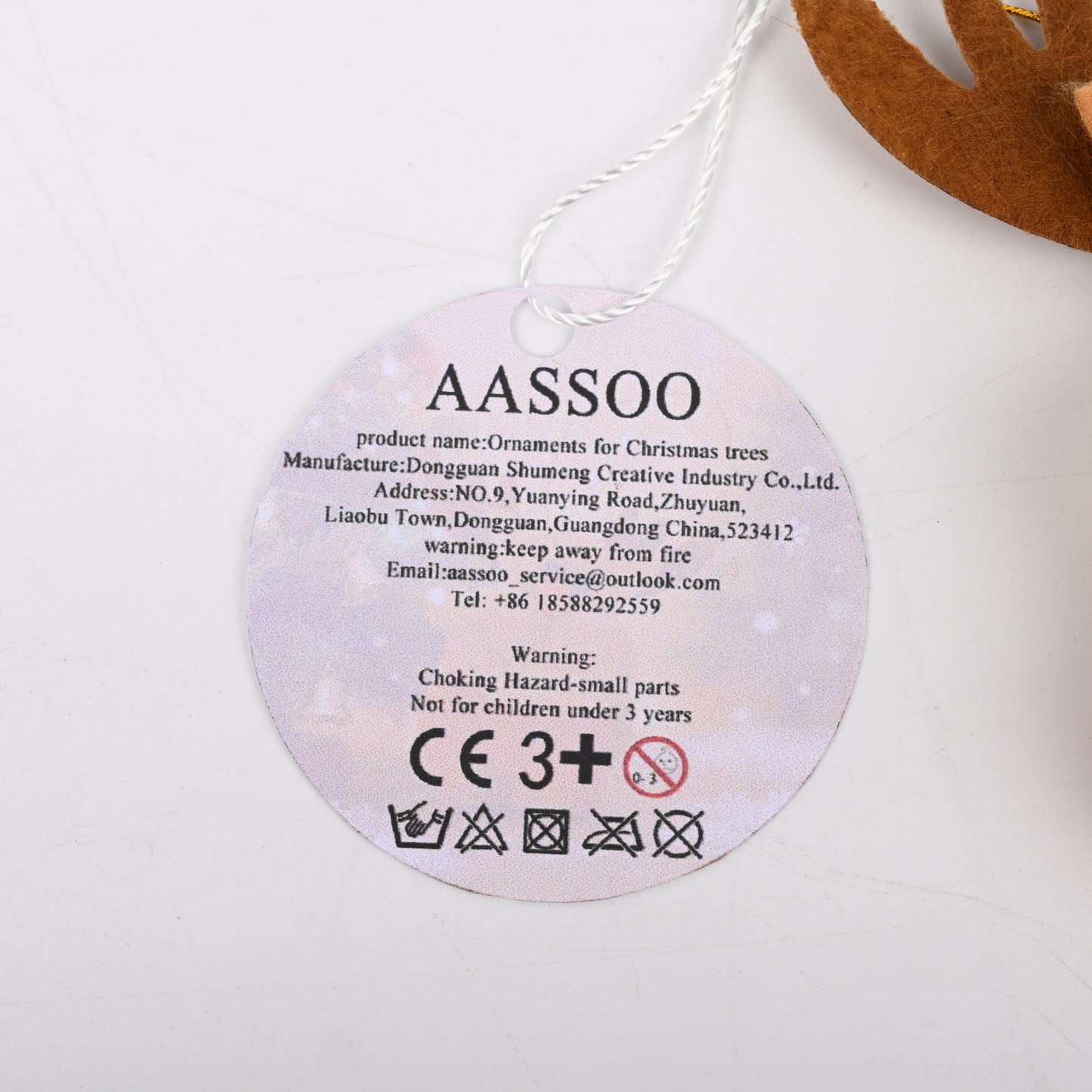 AASSOO Christmas Reindeer Ornament, Felt Fabric Reindeer Hanging Decoration with Red Bow, Festive Xmas Tree Ornament for Holiday Home Decor