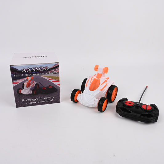 AASSOO Mini RC Stunt Car, Orange &amp; White Remote Control Toy Car, 360° Rotating Flip Car for Kids, Indoor Outdoor Racing Toy with Controller