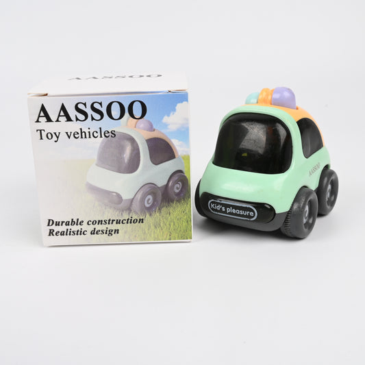 AASSOO Toy Car for Kids, Green Plastic Cartoon Vehicle, 2.36×1.97×1.18 Inches Toddler Car Toy, “Kid’s Pleasure” Push and Play Car