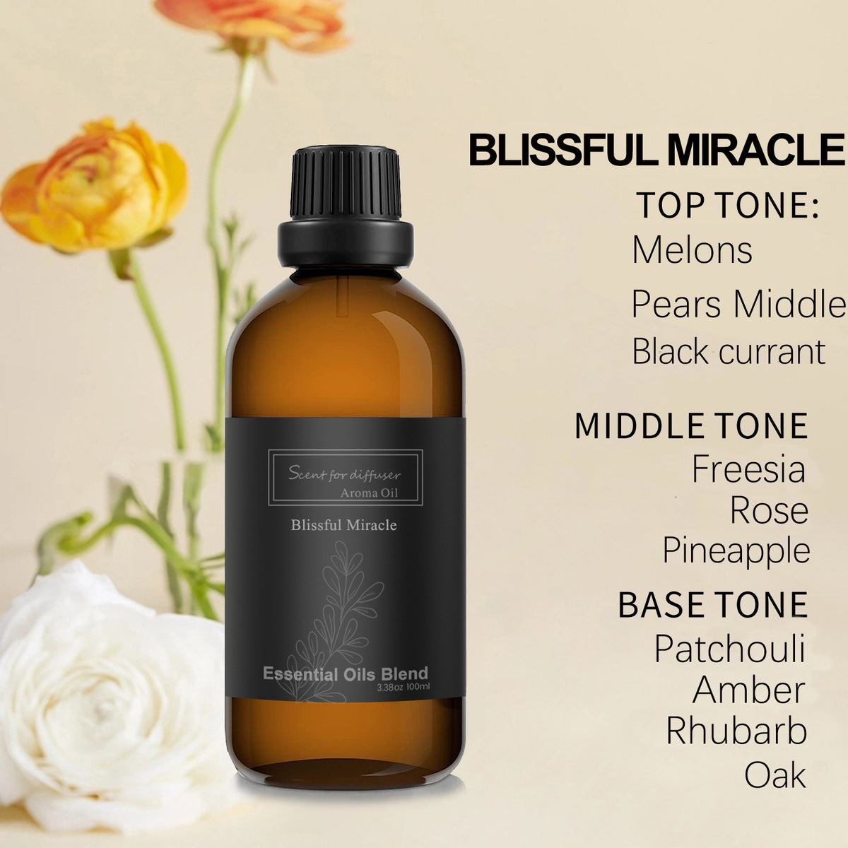 Hotel Diffuser Oil, Home Luxury Scents, 100ML Natural Blissful Miracle Essentail Oils for Cold-Air, HVAC Aromatherapy Diffuser, Hotel Scent for Scent Diffuser