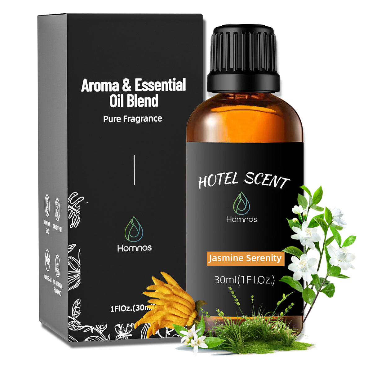 Jasmine Serenity Essential Oil, Hotel Diffuser Oil, Home Luxury & Hotel Scents for Diffuser, 30ML Pure Diffuser Oil with Jasmine, and Orange Flower for Aromatherapy